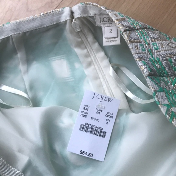 J. Crew Patterned Green and Gold Skirt - Picture 4 of 4